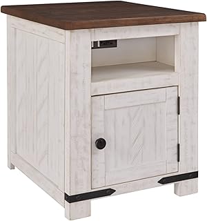 Table d'appoint ashley furniture manufacturing westfield, 22" l x 26" p x 26" h, blanc et marron.. Experience budget-friendly shopping at DIAYTAR NIGERIA, Nigeria's premier online marketplace with quick delivery.