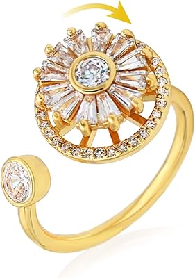 Anti-Stress Ring for Women with Rotative Open Flower in Cubic Zirconia.. One platform, all your needs — DIAYTAR Nigeria delivers quickly.