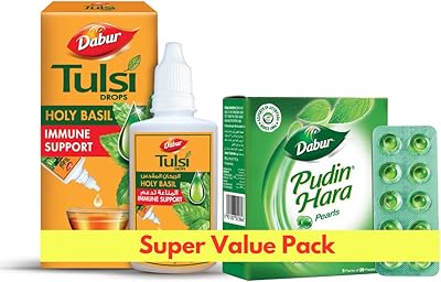 Dabur Pudin Hara pearls (5 x 20) + Dabur Tulsi drops - Combined set 30 ml.. DIAYTAR NIGERIA: Your partner in affordable online retail with reliable delivery across the nation.