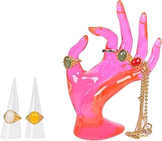 Atmax jewelry display, rings support, polyresin-collar carrier, fashion organizer for women, pink, for the house and the store, with 2 cone supports.. DIAYTAR NIGERIA: Where shopping is affordable, selection is vast, and delivery is always reliable.