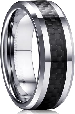 Wedding ring in tungsten carbide in black carbon fiber King Will Gentleman of 8 mm, polished finish, comfortable adjustment.. DIAYTAR NIGERIA delivers what you want at prices you'll love, all within 5-8 days nationwide.