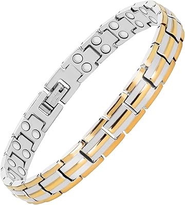 Powerful magnetic bracelets for titanium steel women with 2 rows.. Experience the DIAYTAR difference with our vast product selection and delivery within 5-8 days.
