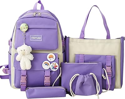 5 cute pieces kawaii girls school back bag with lunch with hanging bags pencil bag handbag for teenage girls.. DIAYTAR Nigeria offers the perfect blend of affordability and efficiency. Shop now and get your products delivered between 5 and 8 days nationwide.