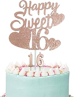 Happy Sweet 16th birthday cake decoration - Pink gold sequined decoration with candle number 16, 16th anniversary decorations, 16th anniversary candles for girls.. Skip the lines and shop online — DIAYTAR Nigeria delivers to your door in days.