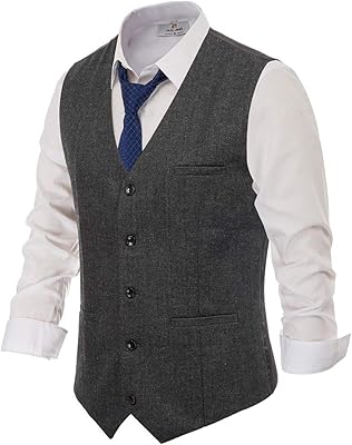 Costume vest adjusted to V -collar in V -wooked wool tweed with chevron for men.. Nigeria's e-commerce leader delivers unmatched variety and value to your doorstep in just 5-8 days.