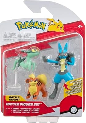 Set of Pokémon PKW2677 combat figurines - Delivered with Growlithe, Drippy and Lucario.. DIAYTAR NIGERIA connects your desires with reality through our affordable e-commerce platform and quick delivery.