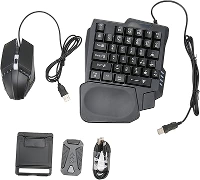Combo Keyboard and half-hand game mouse, mouse converter Mechanical game keyboard 4 in 1, LED backlit wired keyboard 39 keys for Android, iOS 10.0 to 13.3.. DIAYTAR NIGERIA: Making online shopping accessible to all Nigerians with our affordable platform.