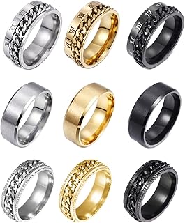 9 pieces Pivoting chain rings in stainless steel for men Women Cool Fidget Wedding Rings Wedding Set Burmese rings 8mm Size 7-13.. Shop with ease at DIAYTAR NIGERIA and enjoy our extensive product range delivered at affordable rates.