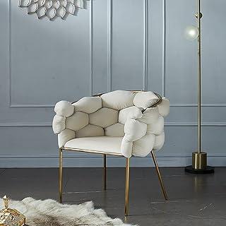 Padded chairs in contemporary velvet DJ, a simple comfortable padded armchair for the living room, reclining leisure armchairs in the middle of the century with gilded metal feet (broken white).. DIAYTAR NIGERIA makes every shopping desire a reality with affordable prices and delivery in 5-8 days.