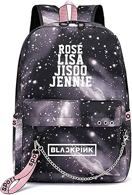 Rosanne Park Lisa Jane Zixiu backpack with backpack with Blackpink star motif, Korean usb loading bag (Blackpink - Starry Bla), Multi.. Save time and money with DIAYTAR Nigeria’s online store.