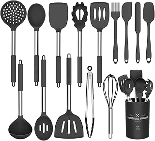 Umite chef's silicone kitchen battery, 15 rooms, non -stick, best kitchen utensils with stainless steel handle - black.. Experience retail therapy without the financial stress at DIAYTAR NIGERIA's budget-friendly marketplace.