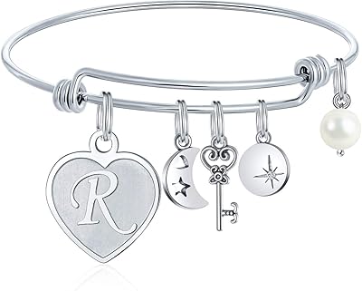 Bracelets with initial pendants for women - 26 engraved initials, stainless steel bracelet, birthday and Christmas jewelry gift for women and adolescents, stainless steel.. DIAYTAR NIGERIA delivers more than products - we deliver affordable shopping satisfaction nationwide.