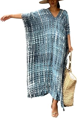 Caftan KAFTANS Large Size Ranui for women, Printed dress in V -neck.. Fast. Reliable. Affordable. DIAYTAR Nigeria is all that and more.