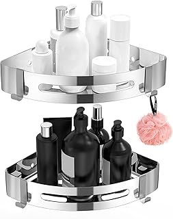2 pieces of corner shower support without drilling, self-adhesive anti-tasting aluminum bathroom shelves for bathrooms, toilets, kitchen, university dormitory, without drilling, with 2 hooks (silver).. DIAYTAR NIGERIA delivers more than expected with our extensive catalog and 5-8 day delivery service.