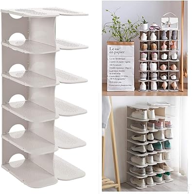 U-Home plastic shoe shelf with adjustable shoe storage slots, more stable shoe organizer, space saving, 6-white package, white.. DIAYTAR NIGERIA: Where quality meets affordability, with thousands of products delivered in less than 8 days.