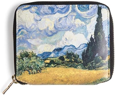 Vincent Van Gogh - Mitte Museum - Leather wallet - Cypress wheat field (1889).. Shop with purpose at DIAYTAR NIGERIA and receive quality products at budget rates within 8 days.