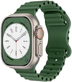 Wave Design Silicone Sports Bracelet Compatible with Apple Watch 38 mm 40 mm 41 mm for men and women, compatible with iWatch Ultra Series 8/7/6/5/4/3/2/1 SE GREEN.. Online shopping made simple and affordable — DIAYTAR Nigeria.