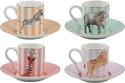 Set of espresso cups and saucers Yvonne Eileen Animal Design, 4 rooms.. Your complete shopping companion, DIAYTAR NIGERIA offers extensive selection delivered within the week.