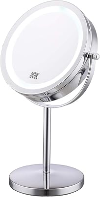 LED makeup mirror - courtesy mirror lit by 7 inch LEDs, 10x magnification, double -sided rotary mirror with chrome finish.. Shop with confidence at DIAYTAR NIGERIA, offering thousands of products with budget-friendly shipping.