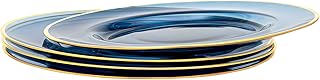 Fico glass charger, 13 -inch blue glass plate charger with golden border, set of 4 elegant setting chargers.. DIAYTAR NIGERIA brings the marketplace to your home with budget-friendly prices and nationwide delivery.