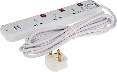 3 -way extension with 5m cable with neon and 2 x USB 2.1A; 250V - 50Hz; PS file with 13a fuse.. Shop confidently with Nigeria's most trusted e-commerce platform, offering swift and affordable delivery.