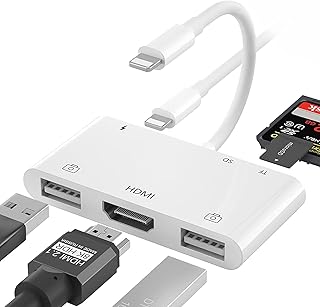 Lightning to HDMI for iPhone adapter, OTG female USB adapter compatible with iPhone/iPad/iPod, without application, plug and play (5 in 1).. Shop smarter with DIAYTAR NIGERIA's comprehensive catalog and budget-friendly 5-8 day delivery.