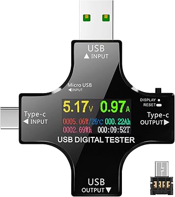 USB tester Type C 2 in 1 with LCD color screen IPS voltage, current and voltage mini multimeter digital with OTG connector.. Reliable delivery, all over Nigeria — that’s DIAYTAR Nigeria promise.