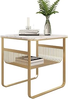 Modern auxiliary table with metal frame, side table at 2 levels with flat edge with storage shelf, modern sofa and coffee table, small library, display shelf for bedroom, living room, desk, small auxiliary tables.. Every order, every item — DIAYTAR Nigeria delivers fast and reliably.