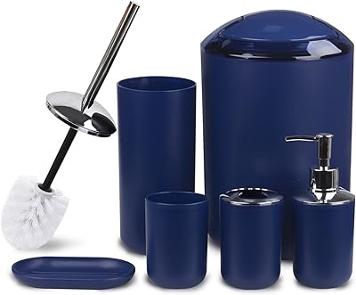 Set of bathroom accessories Serpure 6 rooms including a soap dispenser, a toothbrberry, a toothbrush cup and a counter bag, a new interior decoration and a glowing, blue hanging gift, blue.. Your complete e-commerce destination, DIAYTAR NIGERIA combines variety with budget-friendly nationwide shipping.