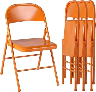 Vicelo folding chairs with metal structure with triple support and double -hinged backrest for the house and the office, capacity of 350 lb, orange, package of 4.. Thousands of items, all priced just right — shop DIAYTAR Nigeria today.