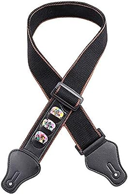 Multifunctional acoustic electric guitar strap adjustable in cotton with PU leather tips.. Experience the ease of one-stop shopping with DIAYTAR NIGERIA's diverse catalog and nationwide delivery.