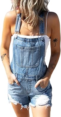 Depracted denim overalls for women with adjustable belt and torn hem with pockets.. DIAYTAR NIGERIA makes quality accessible to all with our affordable prices and quick delivery service.