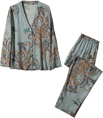 Hokan Spring Fall New Cotton Design with long sleeves Large feather Set of floral pajamas for women home service (size: m).. Find everything you need at prices you'll love with DIAYTAR NIGERIA's comprehensive e-commerce platform.