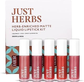 Box of 5 liquid lipsticks Ayurvedic Just Herbs with red.. Experience shopping satisfaction with DIAYTAR NIGERIA's vast selection and budget-friendly delivery options.