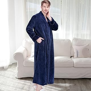 Zfll winter robe for men long zipper in thick and hot oversized thermal flannel.. Shop smart and save with DIAYTAR NIGERIA's extensive product range and 5-8 day delivery guarantee.