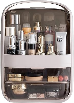 Lios dust and waterproof make-up and waterproof makeup box with anti-dust cover and portable handle, fully open and waterproof cover, ideal for bathroom, cabinet, bedroom (white).. DIAYTAR NIGERIA: Where every Nigerian finds what they need at prices they can afford, delivered promptly.