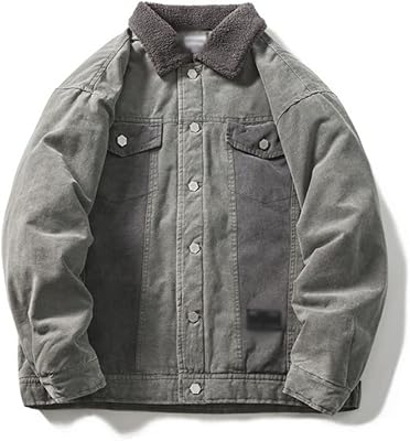 Yibin Down jackets, denim jacket in denim with retro fur collar for men relaxed jacket padded jacket (size: medium).. DIAYTAR NIGERIA brings the marketplace to every Nigerian home with affordable prices and quick delivery.