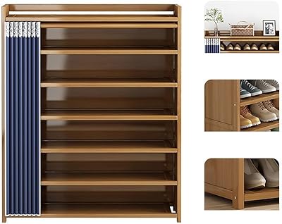 Wooden shoe shelf Cabinet with anti-dust cover organizer closed on foot.. Big savings, small wait times — shop now at DIAYTAR Nigeria.