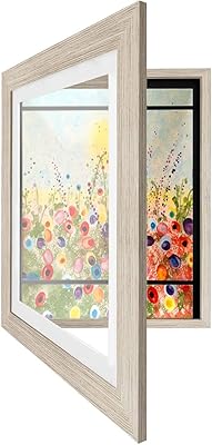 IHRY children's art photo frame, walnut wooden art frame, front opening, tempered glass and flexible straps, horizontal and vertical formats, for children's art, painting, school, house or office (light wood).. Shop with confidence at DIAYTAR NIGERIA, enjoying competitive prices and delivery within 8 days.