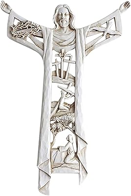 Mural sculpture of Crucifix of Jesus Christ, Murals of Jesus on the cross, resin statues of Catholic Jesus, Catholic religious gifts for interior decoration (Color: A).. Shop with confidence at DIAYTAR NIGERIA, enjoying competitive prices and delivery within 8 days.