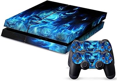 Double bumper protective stickers in the shape of a blue light skull for PlayStation 4 joysticks of Vinyl Decal.. DIAYTAR NIGERIA brings the marketplace to every Nigerian home with affordable prices and quick delivery.