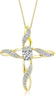 Necklace with cross -colored stones, white topaz and diamond pendant - April birth stone.. Be part of Nigeria’s most trusted online shopping experience — DIAYTAR Nigeria.