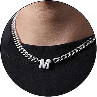 Cuban Silver A-Z Initial Silver Silver Channel Collar for Boys Men Women Pendant Stainless Steel Letter 6.5mm 18 + 2 inch Gift Gift.. DIAYTAR NIGERIA: Your affordable gateway to thousands of products shipped nationwide within the week.
