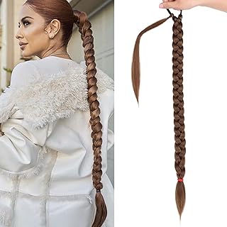 GOODERN DIY Long Extension of braided horse with strip of elastic hair in straight rubber wrapped around hair extensions natural synthetic hair wig soft ponytail wig for girls women celebrating daily use-marron.. DIAYTAR NIGERIA: Making quality products accessible to all Nigerians at affordable prices.