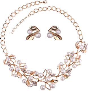 A set of women's necklaces from Yubella with the latest creations (or) (Ybnk_5647), pearl.. DIAYTAR NIGERIA revolutionizes online shopping with competitive prices and reliable 5-8 day delivery.