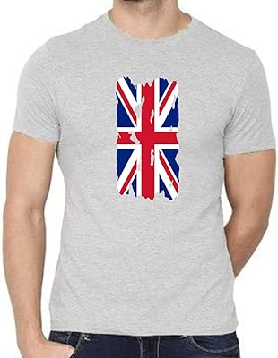 TM UK | United Kingdom | Great Britain | Cotton vertical t-shirt union jack burn flag for men.. DIAYTAR NIGERIA: Your trusted e-commerce partner with extensive product choices and affordable delivery.