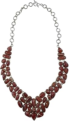 Handmade creative necklace for women, 925 silver plated necklace with real precious rhodochrosite stone, 18 inch, costume jewelry, authentic fashionable necklace, October and November.. Elevate your shopping experience with DIAYTAR NIGERIA's vast catalog and budget-friendly options.