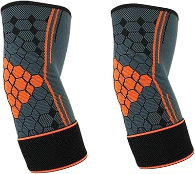 Adjustable compression sleeves for elbows with strap for running, fitness, basketball, volleyball, table tennis, relieves muscle damage, tendonitis, arthritis (2 rooms, orange).. DIAYTAR NIGERIA makes quality accessible with our affordable prices and dependable delivery service.