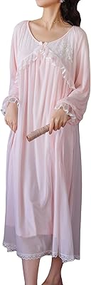 Lu's Chic Nuital Shirt in Soft Lace for Women, Victorian style, long sleeves, Length on the ground, night shirt.. DIAYTAR NIGERIA brings affordable shopping solutions to every corner of Nigeria in just 5-8 days.
