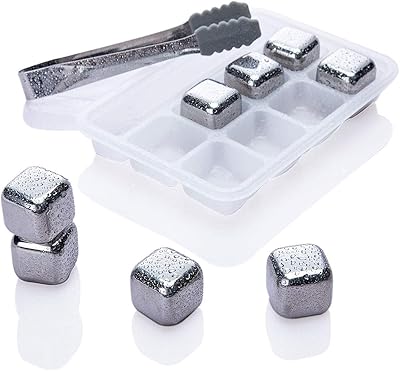 8 reusable ice cubes in stainless steel with non -slip rubber pliers and silver plastic storage tray for drinks, juice, soda.. Your complete e-commerce destination, DIAYTAR NIGERIA combines variety with budget-friendly nationwide shipping.